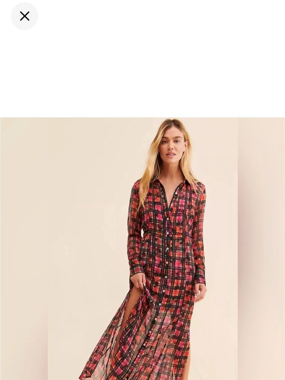 Free‎ People/UO Jerra Maxi 2 in one Shirtdress Plaid-Small